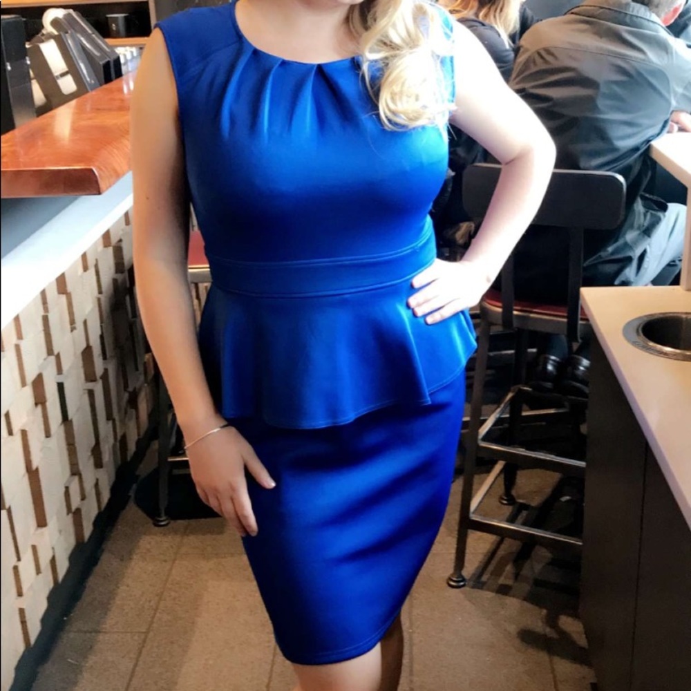 Cobalt blue peplum dress